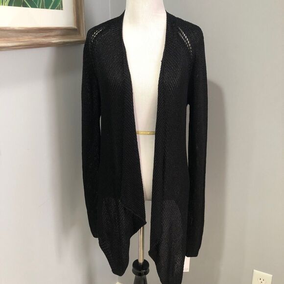 NWT Faith Connexion Paris Black Draped Cardigan Open Knit Size Large - Picture 1 of 10